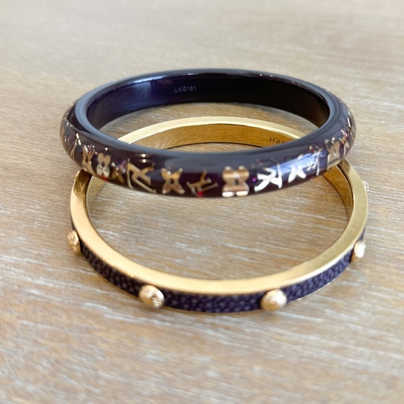 Louis Vuitton Bangle Women Give Me a Clue Gold Galusha Stone Authentic - Picture 5 of 7